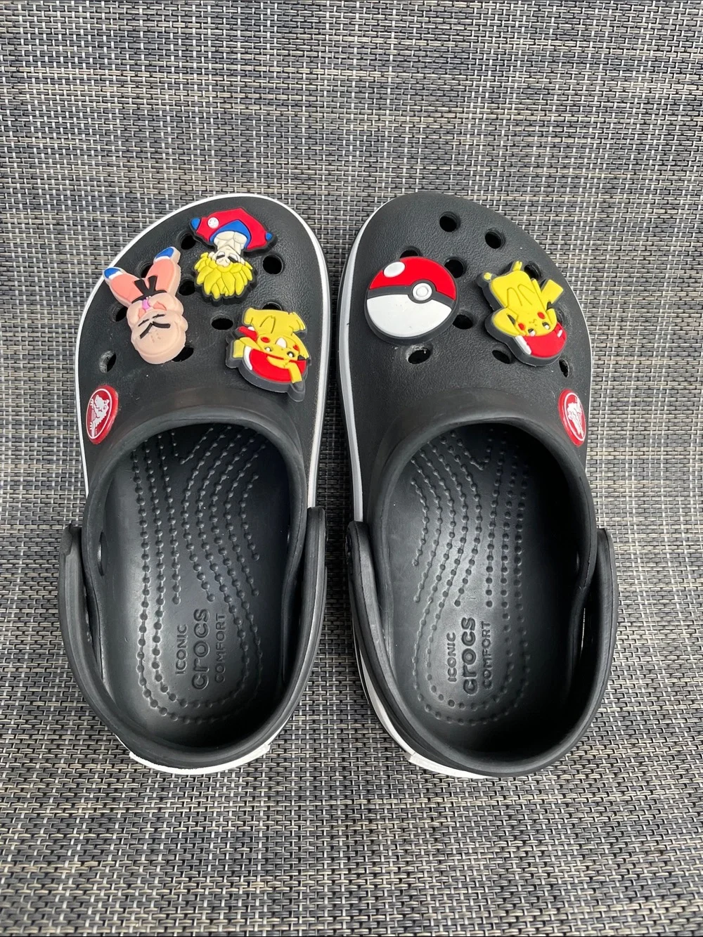 CROCS Kids Crocband Clogs Black White Slip-on Sandals Shoes Toddler Size 8